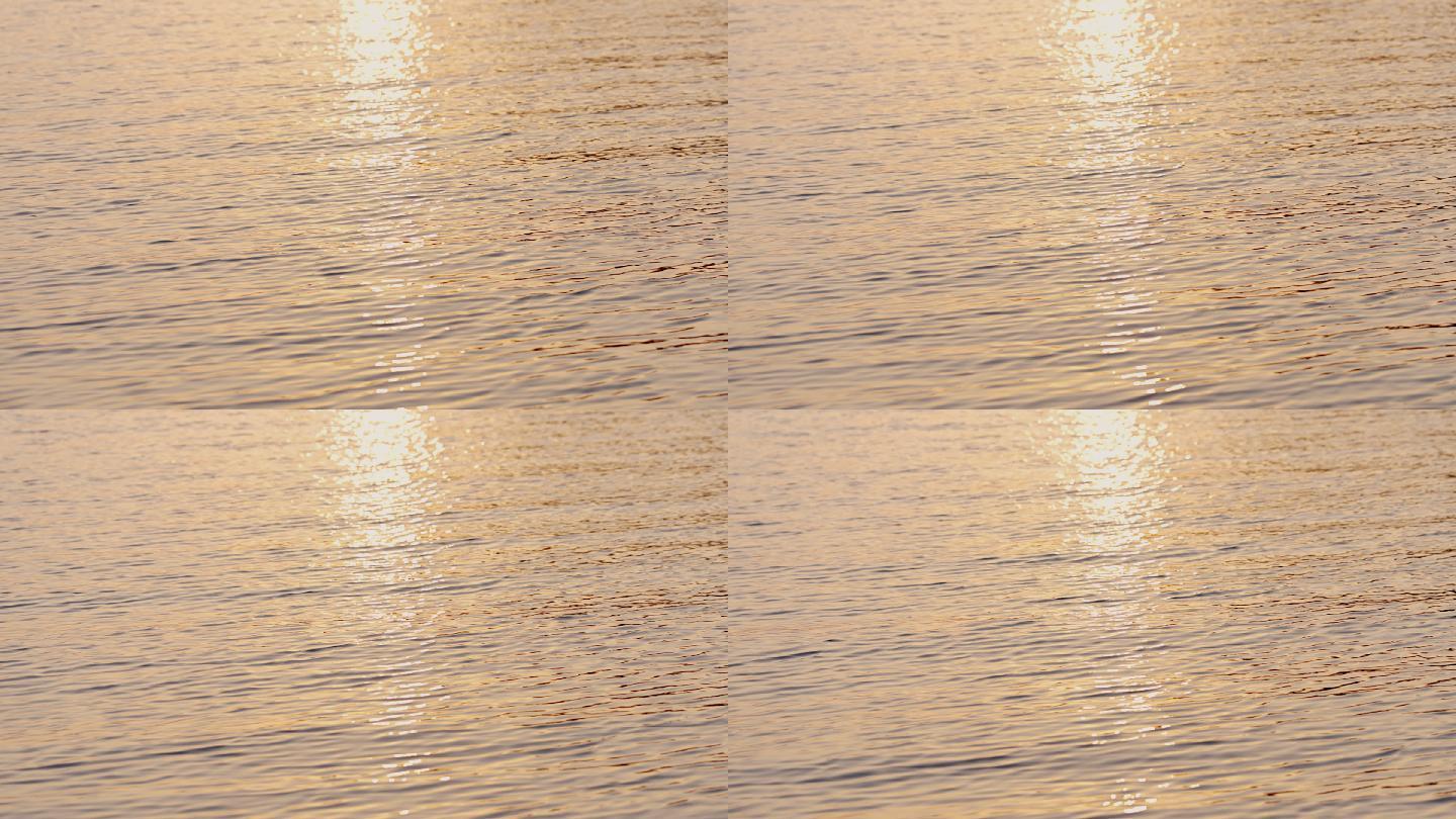 4K夕阳下波光粼粼的湖面自然风光
