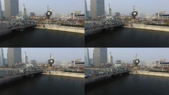 航拍天津海河 解放桥