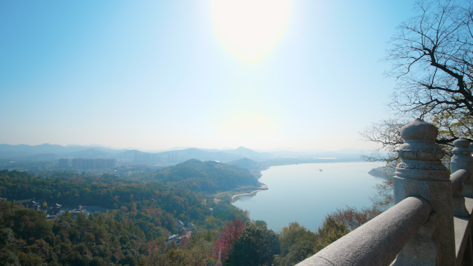 昭山眺望湘江秋天景色湘潭