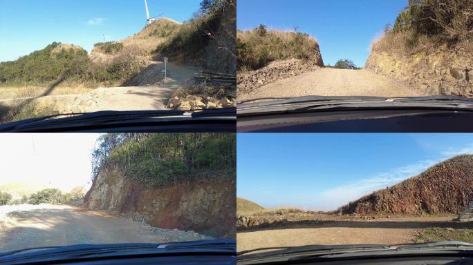 户外蓝天山路高山风车