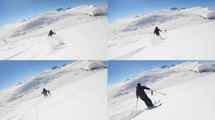 滑雪运动双板高清素材