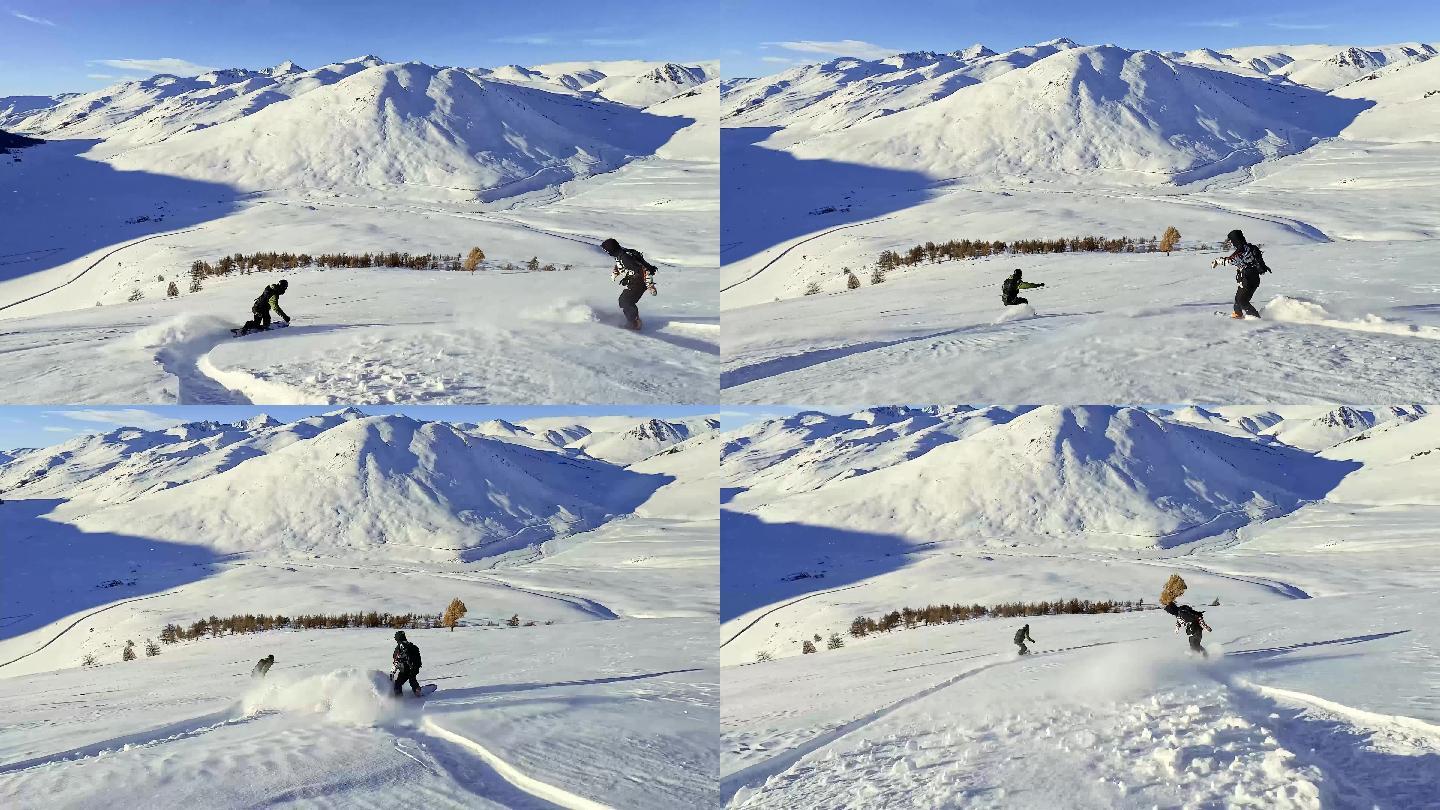 单板滑雪极限运动高清实拍素材