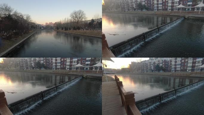 【1080P】河水上冻，河面结冰