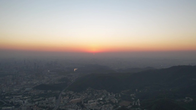 广州天河车流黄昏日落灯光城市太阳夜景