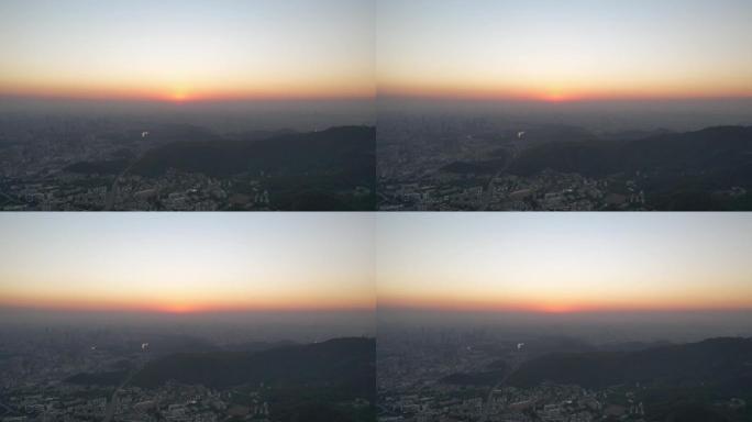 广州天河车流黄昏日落灯光城市太阳夜景