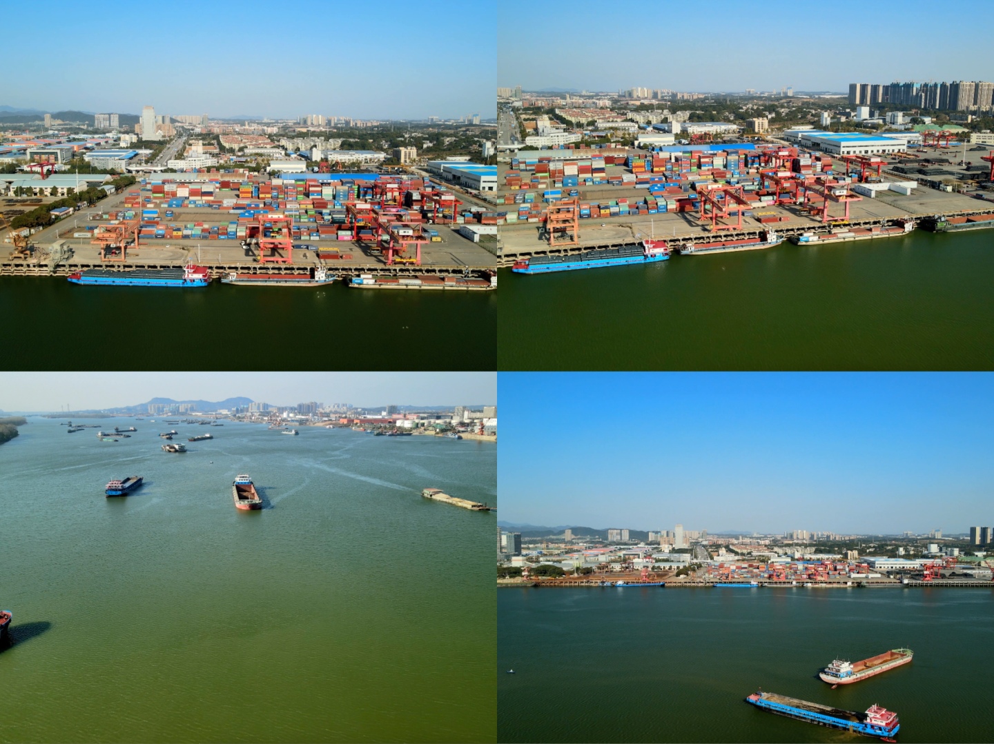 4K长沙新港货运码头航拍空镜