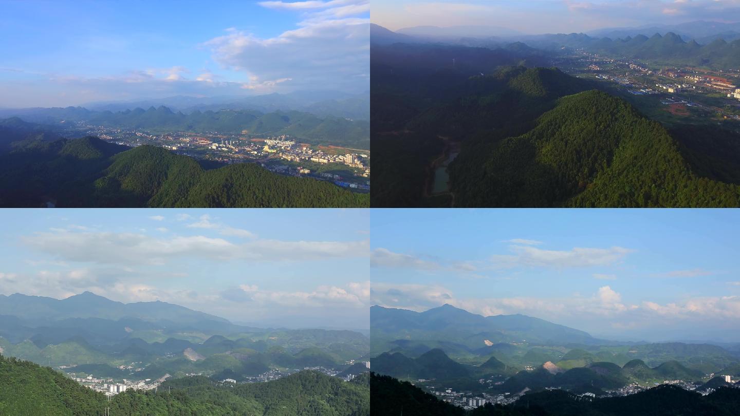 城步县 航拍  城步县城 大全景 延时