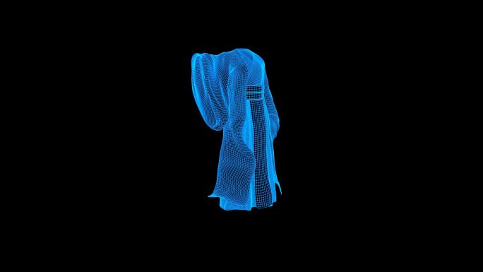 蓝色线框全息科技古代服装服饰动画带通道