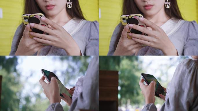 玩手机-美女网上购物-低头族 手机聊天