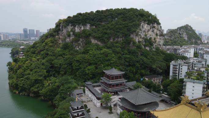 航拍广西柳州文庙古建筑