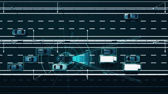 原创三维自动驾驶智能汽车公路行驶视频素材
