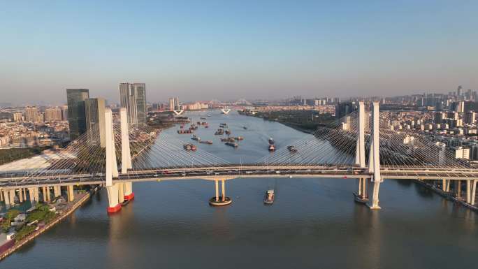 航拍5k广州洛溪大桥日落（御三）