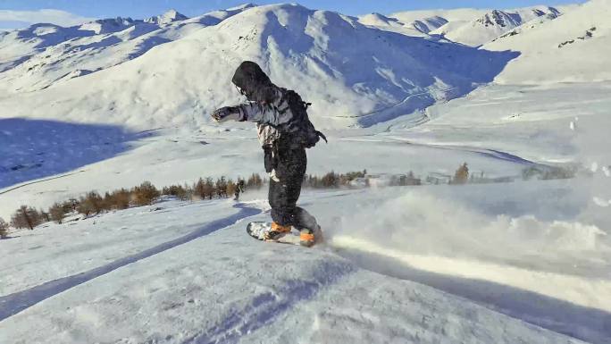 单板滑雪极限运动高清实拍素材