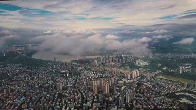 泸州 城市 主城区全景航拍素材4K60F