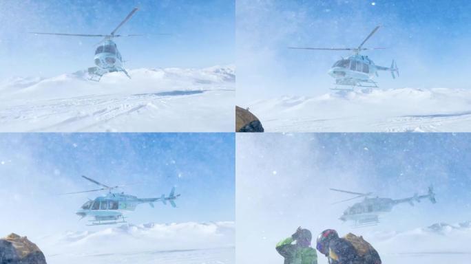 雪地中的直升机高清视频