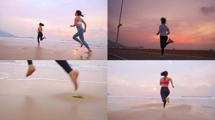 4K健身,跑步,晨跑，奔跑，美女运动