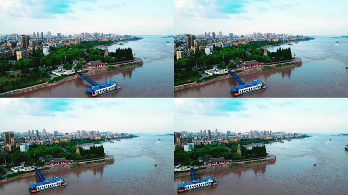 航拍荆州沿江风景，航拍荆州宝塔湾风景