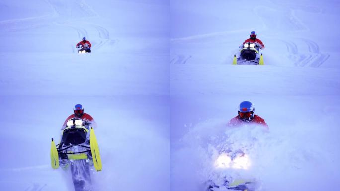 雪地摩托车特技高清实拍