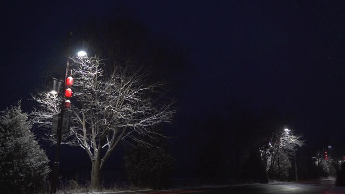 雪夜 路灯