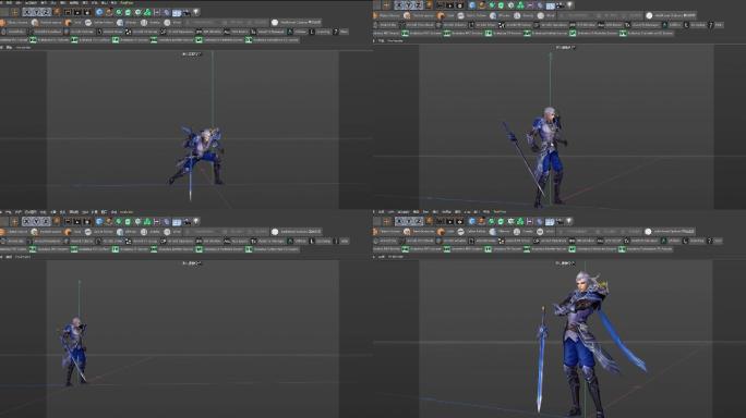 C4D剑客模型动作全套工程