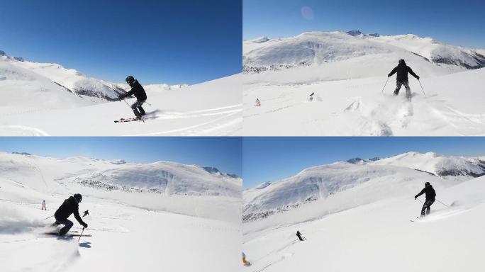 双板滑雪极限运动高清素材