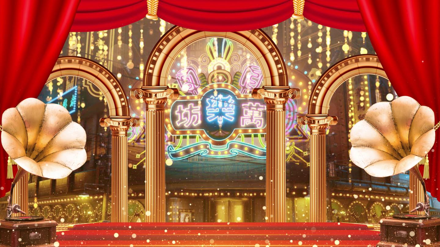 4k夜上海百乐门舞台背景视频