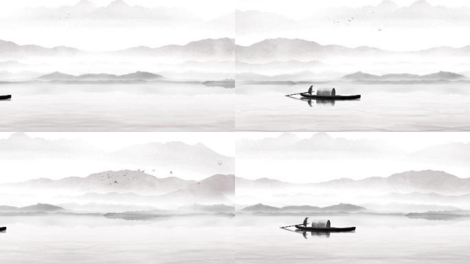 4K水墨山水中国古风背景视频