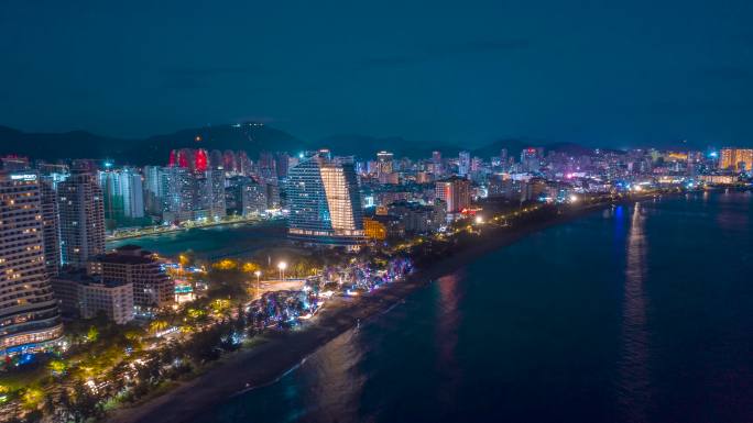 海南三亚城市夜景大范围延时摄影