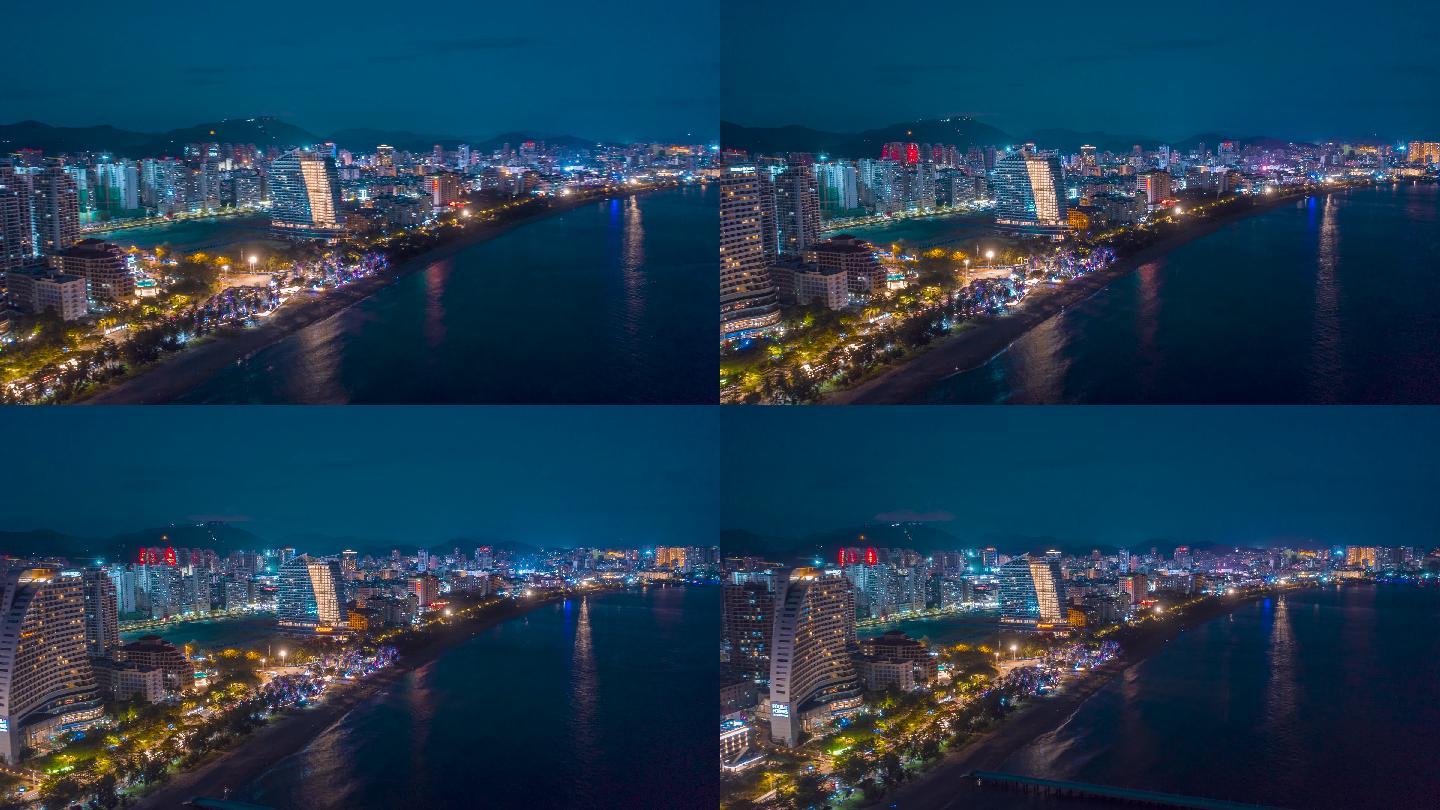海南三亚城市夜景大范围延时摄影