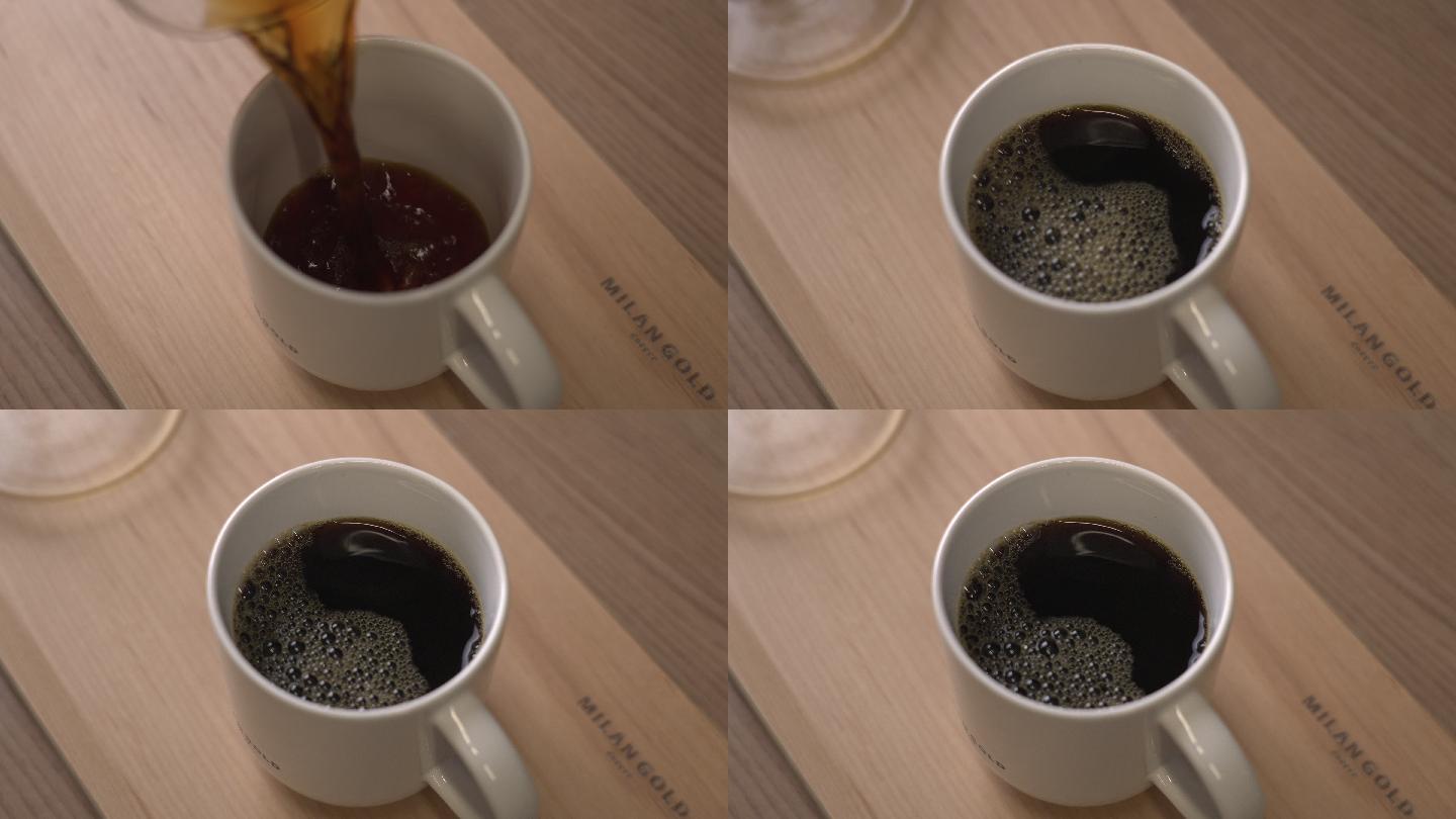 手冲咖啡咖啡液倒入杯中
