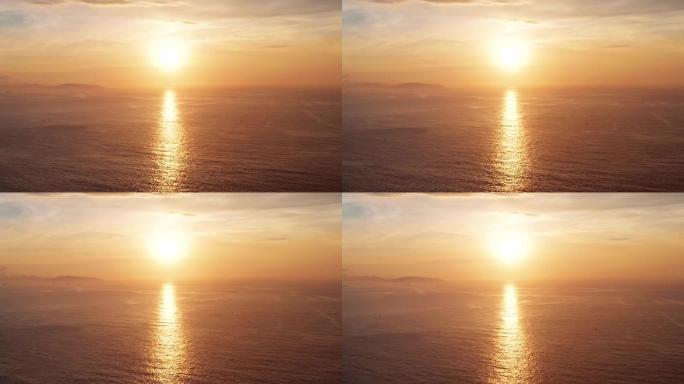 航拍东海海上日出