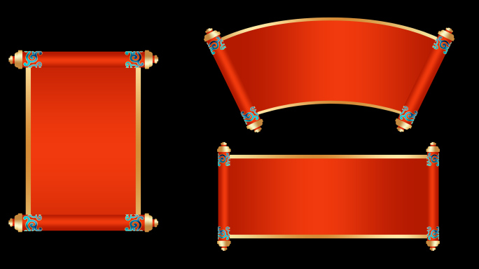 4K卷轴画轴打开动画3款【通道】