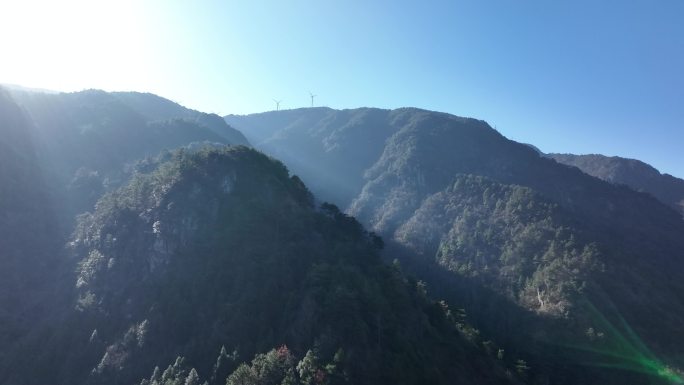 大自然森林大山逆光4K航拍