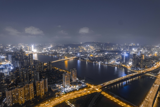 珠海夜景延时/香洲区/澳门/大湾区