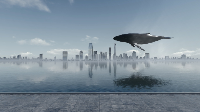 创意鲸鱼概念地产高端光影云端城市大象无形