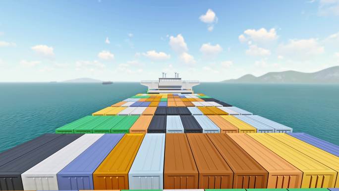 海上集装箱货轮运输动画
