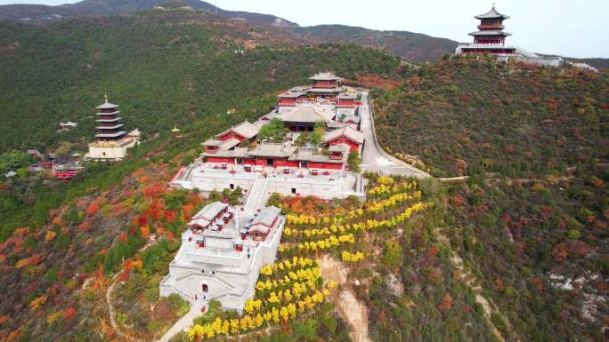 航拍太原太山龙泉寺