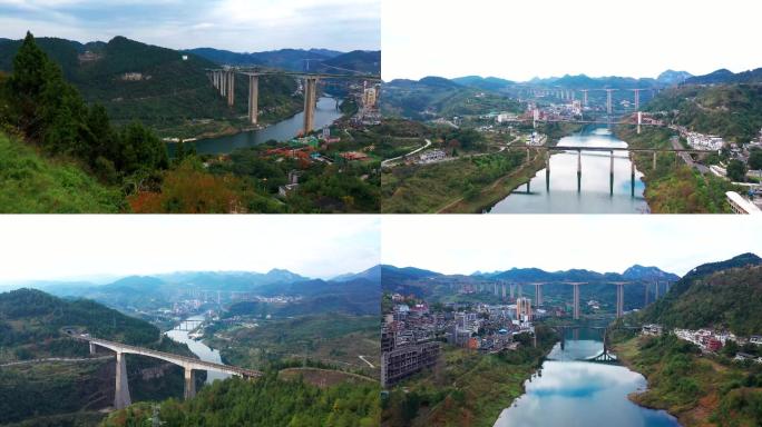 乌江五桥飞渡景观航拍素材