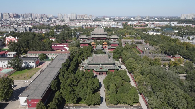 航拍石家庄正定古城隆兴寺