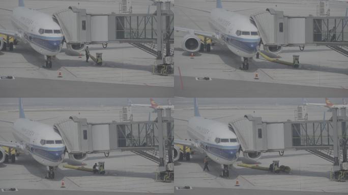机场飞机工作人员高帧率log素材