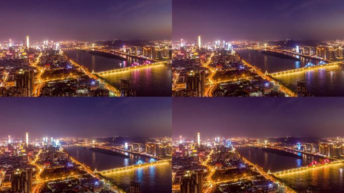 长沙中心城区夜景航拍延时