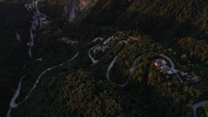 西安青华山航拍4K卧佛寺航拍秦岭山脉