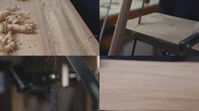 手艺人木工锯木头刨木木匠