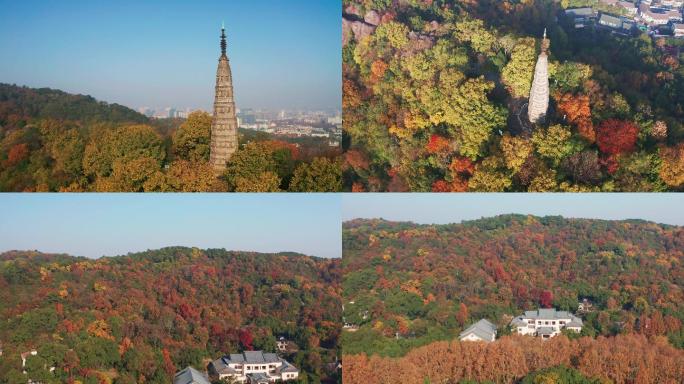航拍杭州宝石山秋色