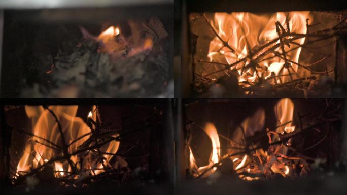 传统炉灶烧火升格