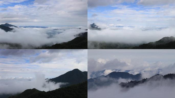 山区早晨云海流动未调色