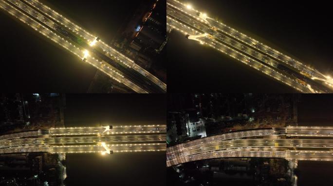 航拍5k广州洛溪大桥夜景（御三）