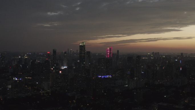 南京新街口晚霞夜景航拍
