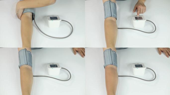无袖男人测量血压