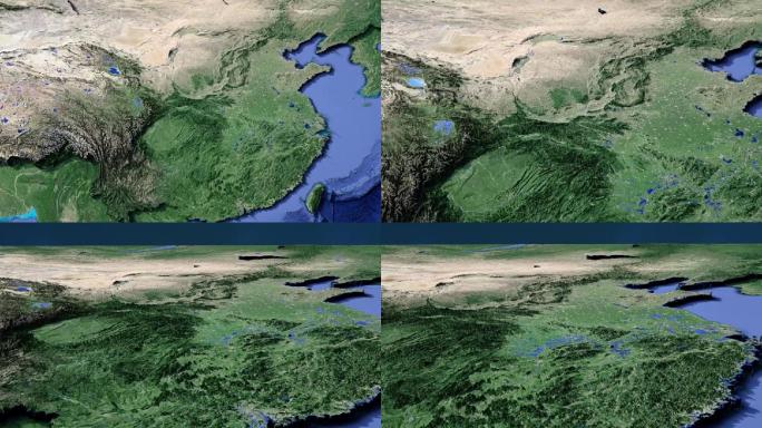 中国地图模型带16k颜色、高程、水系贴图